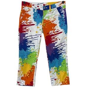 Loudmouth Golf Rainbow Paint Splatter Crop Pants Womens Size 0 Multicolor Bold